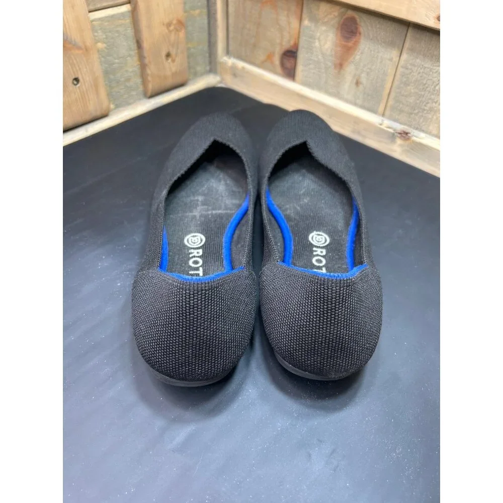 Rothy's Black Flats with Blue Lining